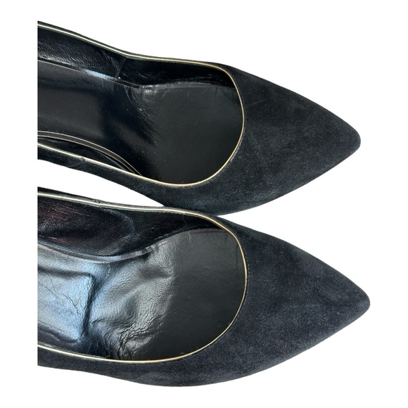 Oscar de la Renta Suede Leather Pumps Heels Bow Accent Black Size 41 EU/10 US - Picture 9 of 12